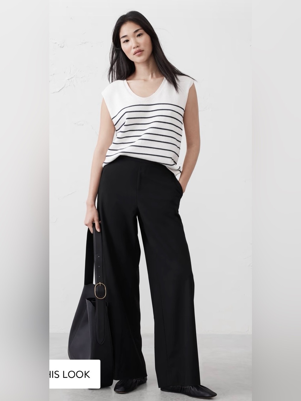 NWT-Banana Republic Factory Black Hayden Wide Leg Pant, Large